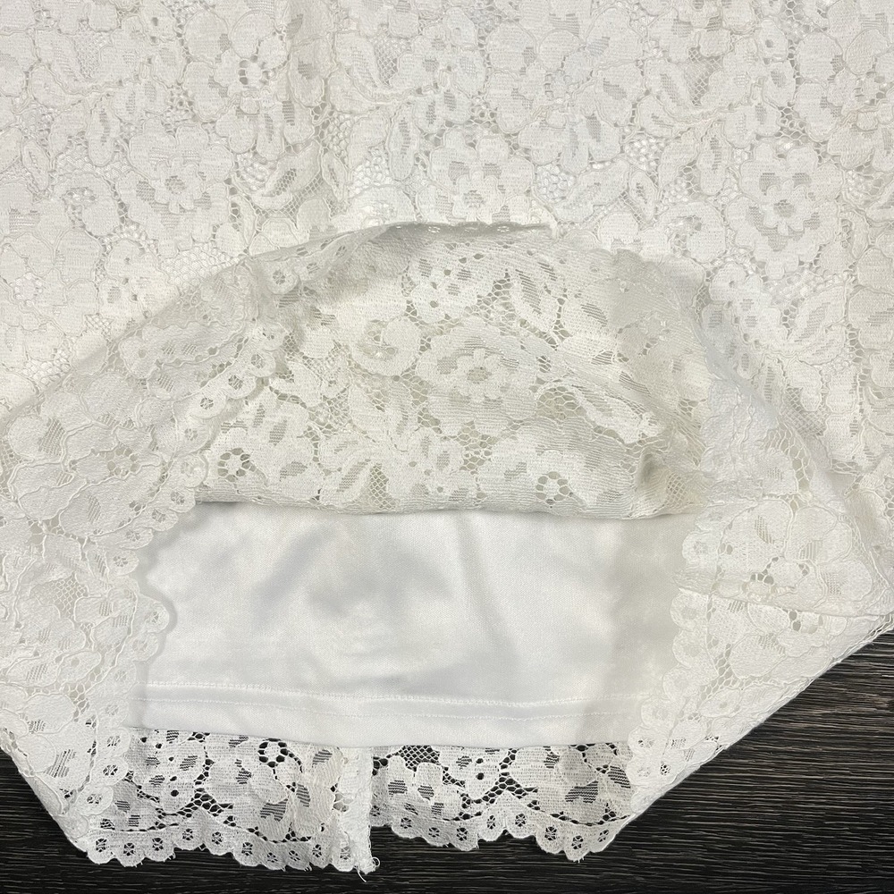 Blāshe‎ White Floral Lace Sleeveless Mini Sheath Dress NWT Size M Bridal Event - Picture 6 of 13